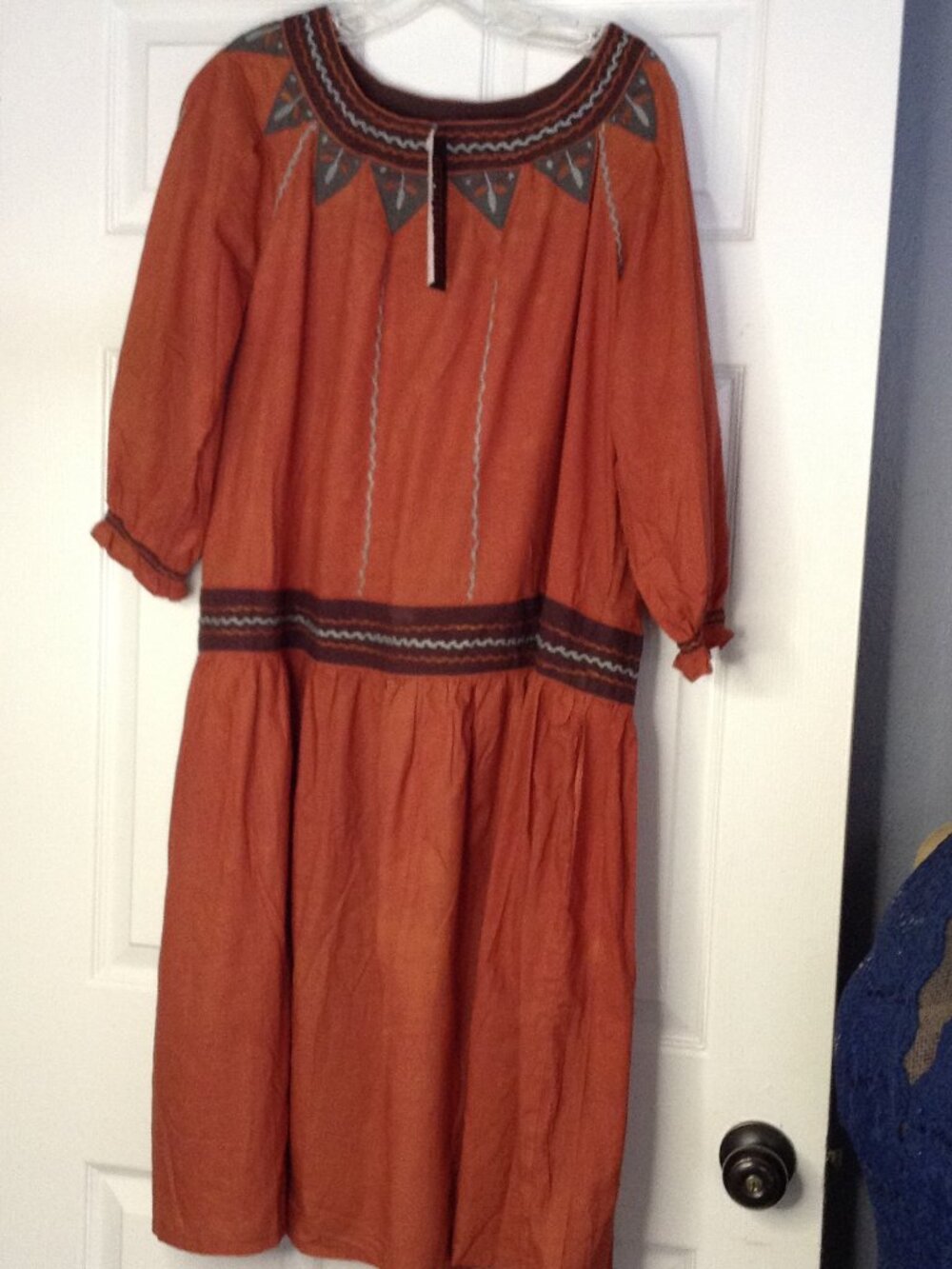 NWT Nirvana L Traditional Indian Made Cotton Embroidered Boho Drop Waist Peasant